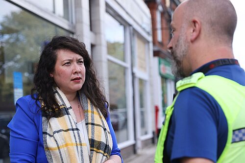 Victoria Collins with officer