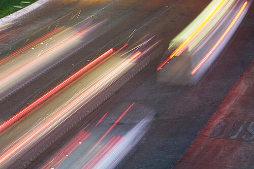Long exposure image showing fast moving traffic