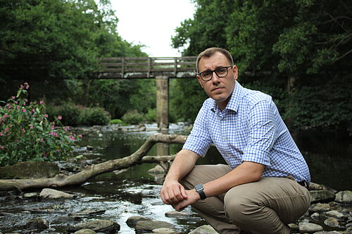 Tom Gordon MP at the river Nidd in Knaresborough