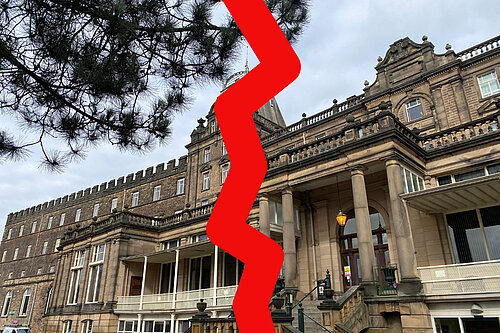 County Hall, Matlock - split in half