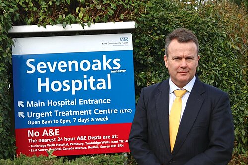 Richard Streatfeild in front of Seveneoaks Hospital