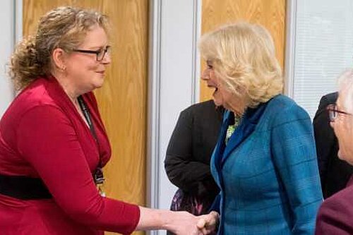 Cllr Skelt shaking hands with HRH 