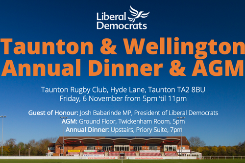 Taunton and Wellington Liberal Democrats Annual Dinner and AGM 2026