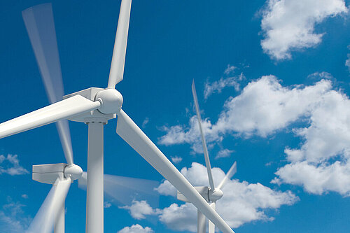 Wind turbines.