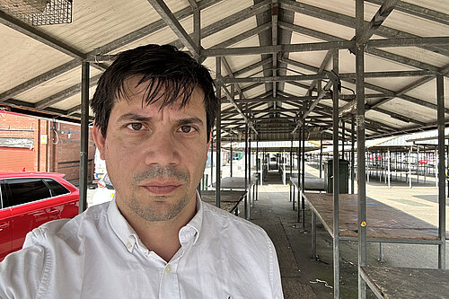 Councillor Sam Al-Hamdani at the Tommyfield market site