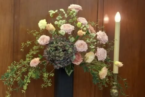 flowers and a candle