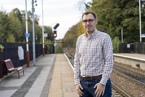 Tom Gordon MP at a station