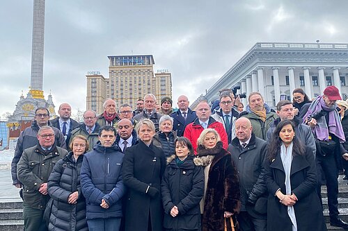 Tom Gordon MP stood with the delegation in Ukraine 