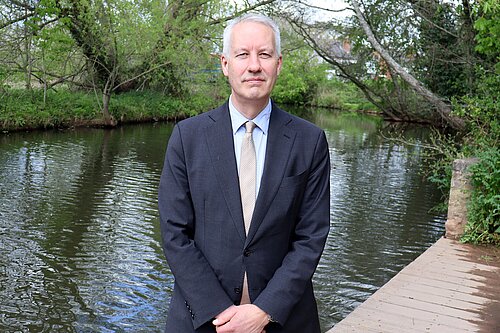 Taunton and Wellington MP Gideon Amos at the River Tone