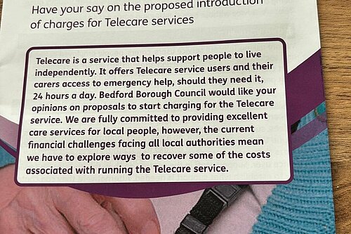 Telecare consultation front page