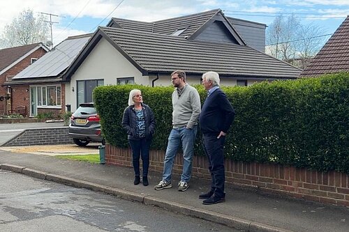 Freddie with residents on Keydale Road