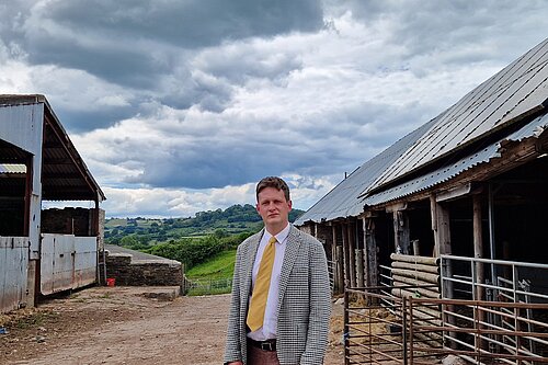 David Chadwick on a farm outside of Brecon