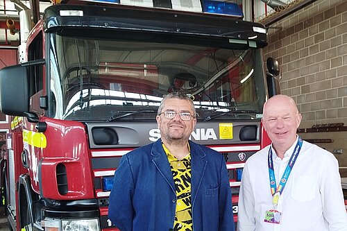 Tim Prater and Mike Sole at Ashford Fire Station