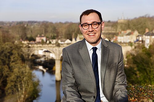 Tom Gordon sat overlooking the River Nidd