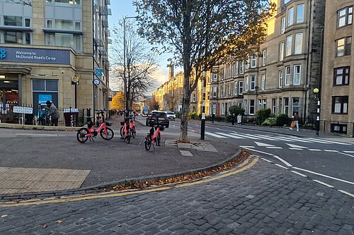 Bikes on a pavement