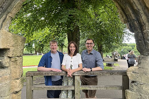 Cllr Walker, Cllr Gostlow and Tom Gordon MP at Knaresborough Castle