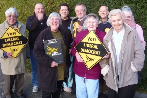 Winning candidate Faith Ponsonby, front left with clip board, on the campaign trail with Havant members.