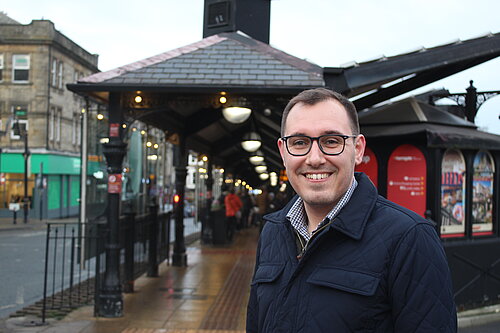 Tom Gordon MP at Harrogate bus station