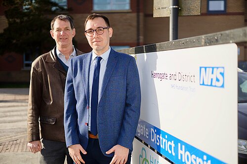 Tom Gordon MP outside of Harrogate District Hospital