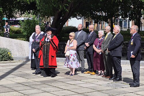 Lord Mayor Henry Gallager stood with other Lib Dem councillors outside Civic Centre on Armed Forces Day 2026