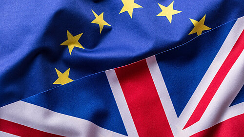 UK and EU flags overlapped